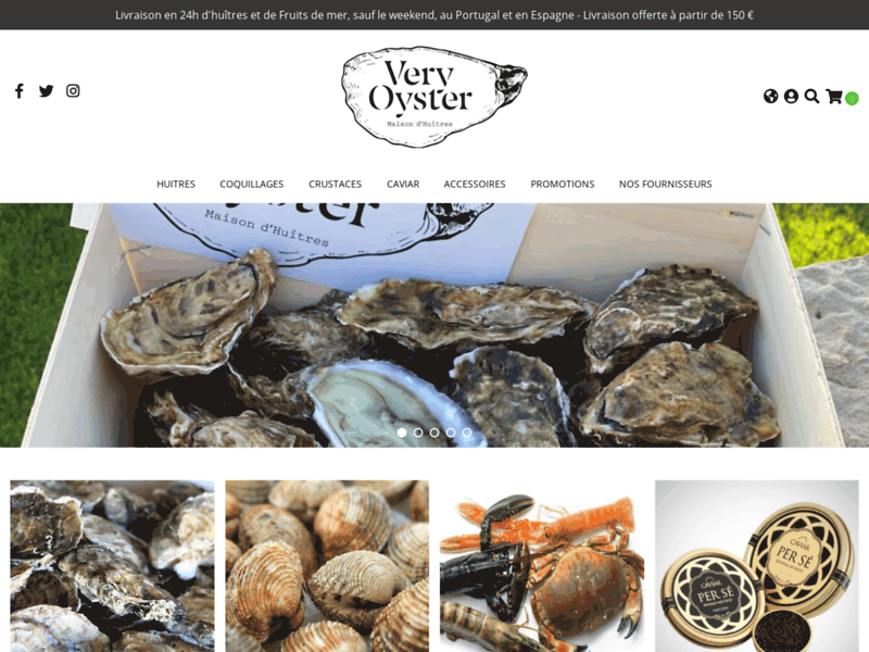 Screenshot du site : Very Oyster - Maison d'Huîtres