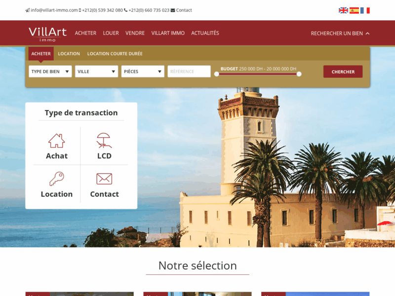 Screenshot du site : VillArt Immo: agence immobilière