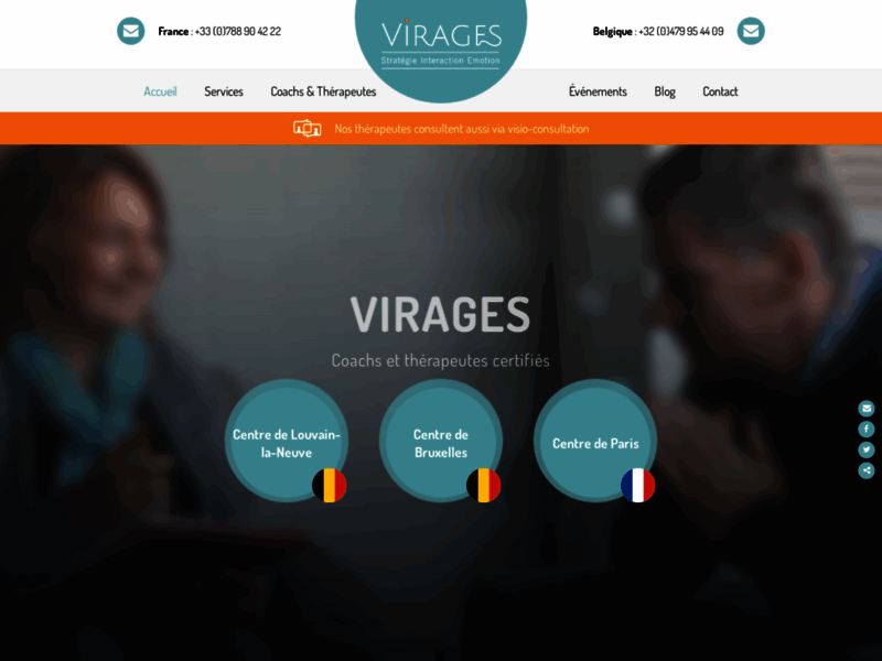 Screenshot du site : Virages Consultations - psychologie et coaching