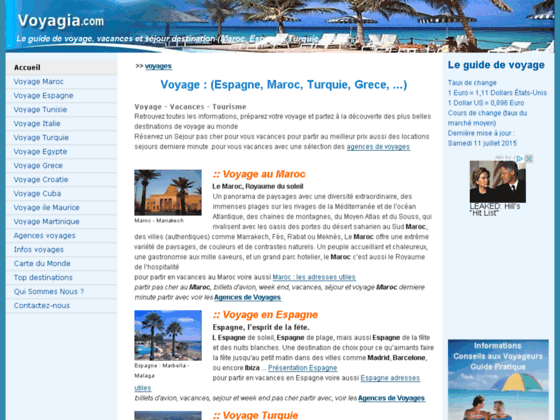 Guide de voyage et vacances Maroc, Espagne, Tunisie, Turquie