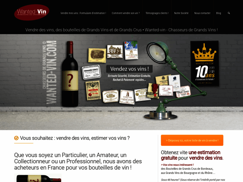  www.wanted-vin.com – Chasseurs de Grands Crus. Vendre mes vins achat vente