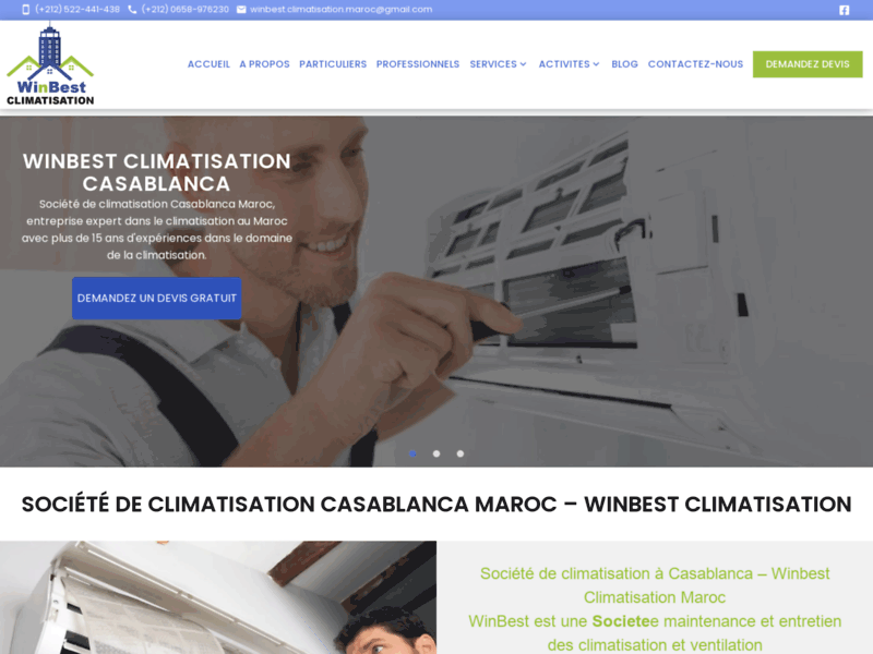 Screenshot du site : Société d'installation de climatisation