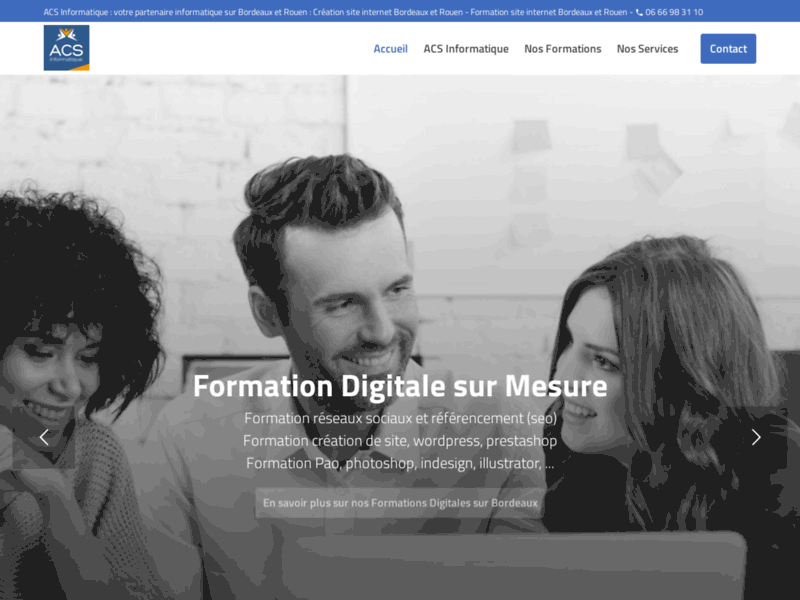 Screenshot du site : Acs Informatique - Formation wordpress bordeaux