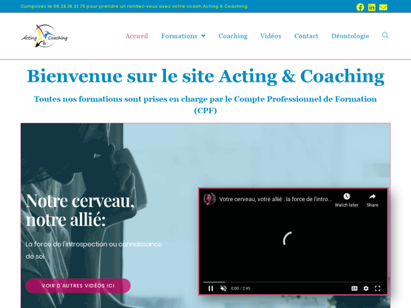 Screenshot du site : Acting & Coaching