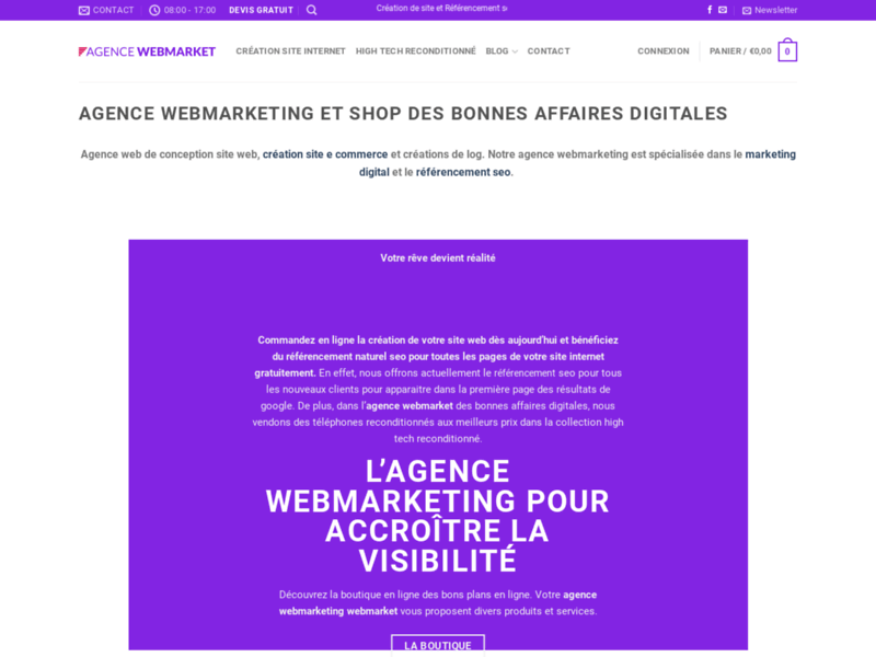 Screenshot du site : Agence webmarketing
