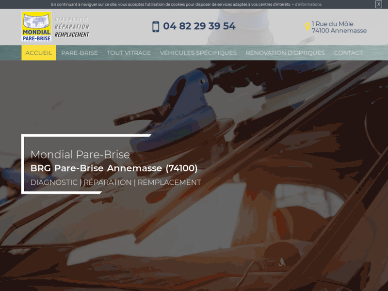 Screenshot du site : Centre Mondial Pare-Brise à Annemasse