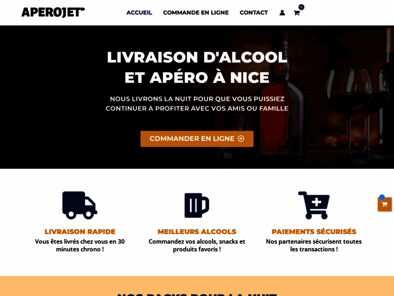 Screenshot du site : apero jet livraison d'alcool et apéritif à Nice