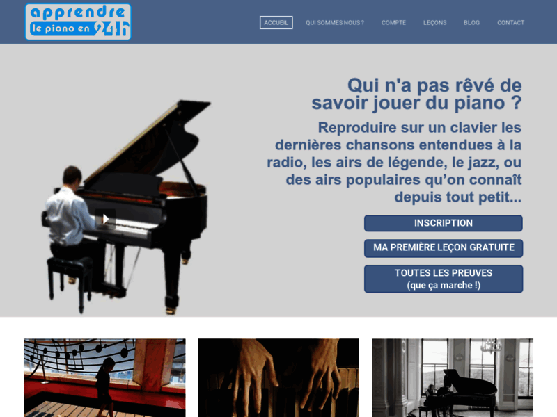 Screenshot du site : Apprendre Le Piano 24h
