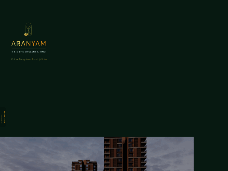 Site screenshot : Aranyam Aaryan - 4 & 5 BHK Flats in Ahmedabad