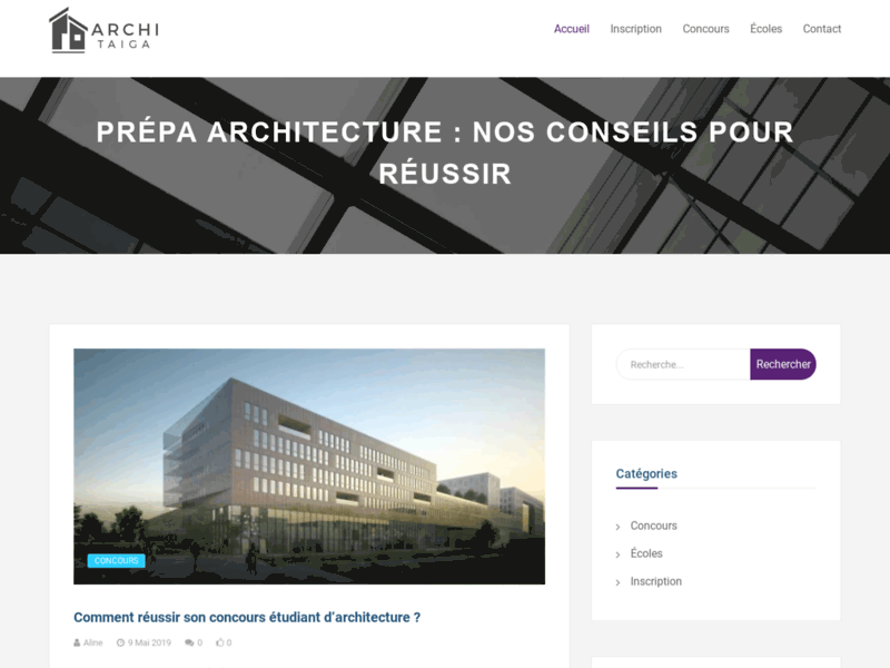 Screenshot du site : blog prépa architecture