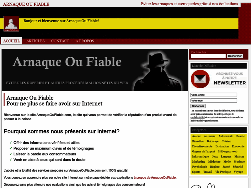 Screenshot du site : Arnaque Ou Fiable