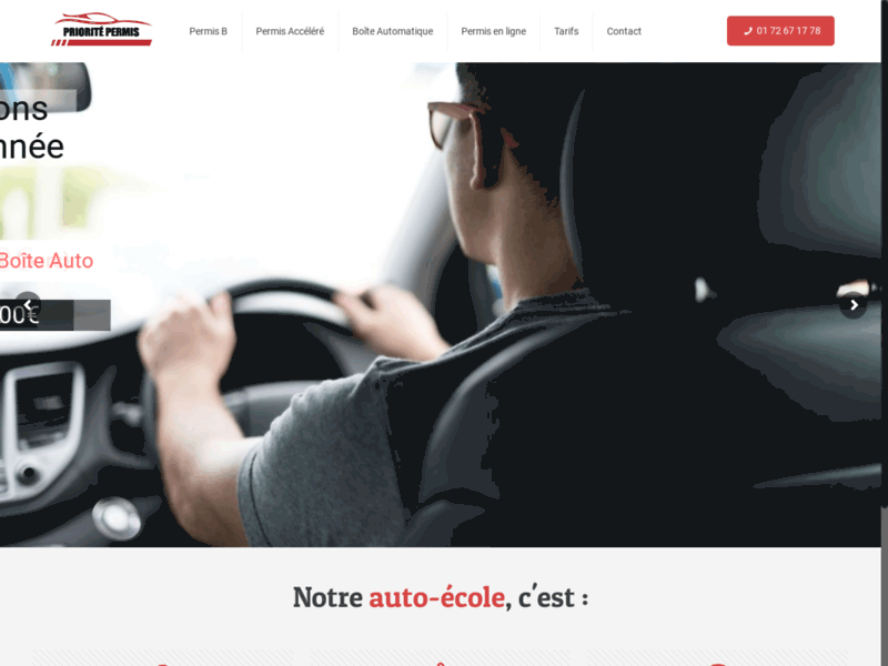 Screenshot du site : Auto École Priorité Permis
