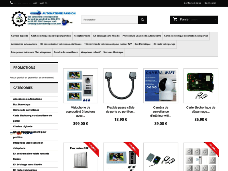 Screenshot du site : Serrure électrique - Automatisme Passion
