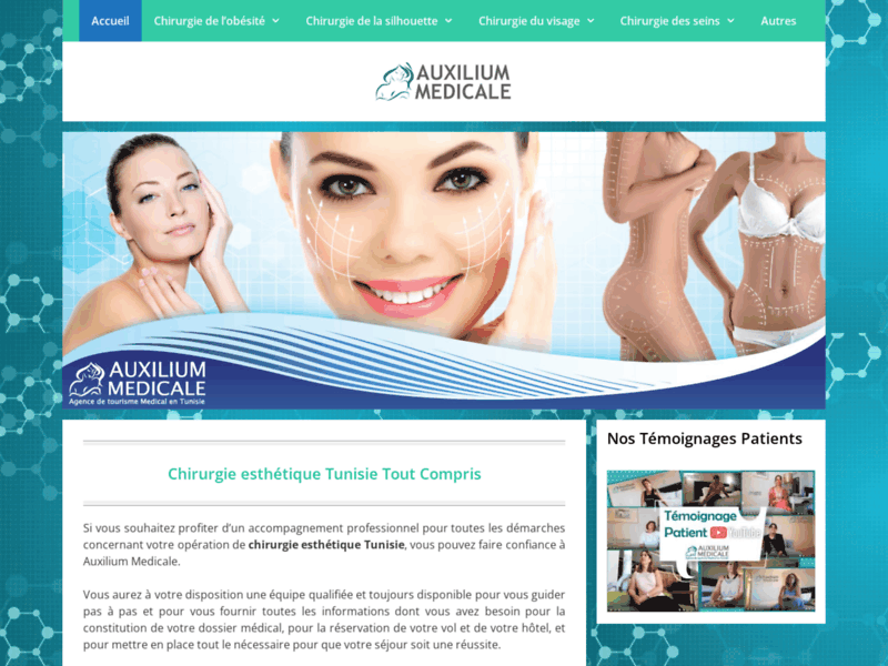 Screenshot du site : Agence de tourisme médical en Tunisie