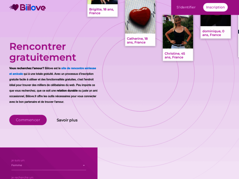 Screenshot du site : Site de rencontre gratuit - biilove