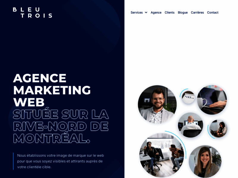 Screenshot du site : Bleu 3 - Agence web en marketing créatif