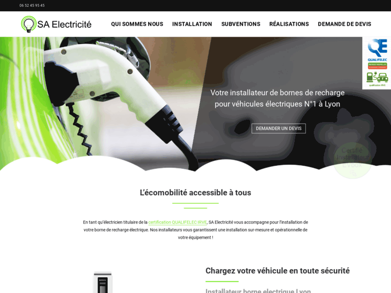 Screenshot du site : Installateur de borne électrique à Lyon