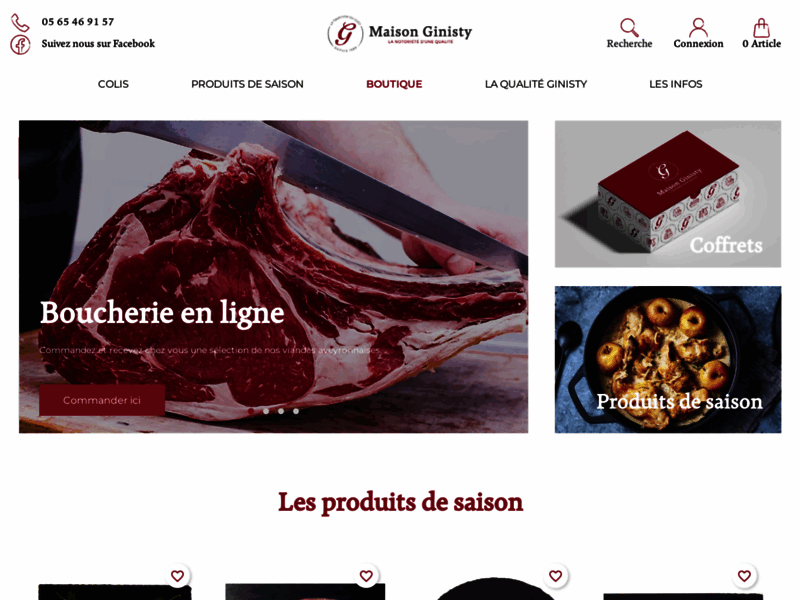Screenshot du site : Boucherie maison Ginisty