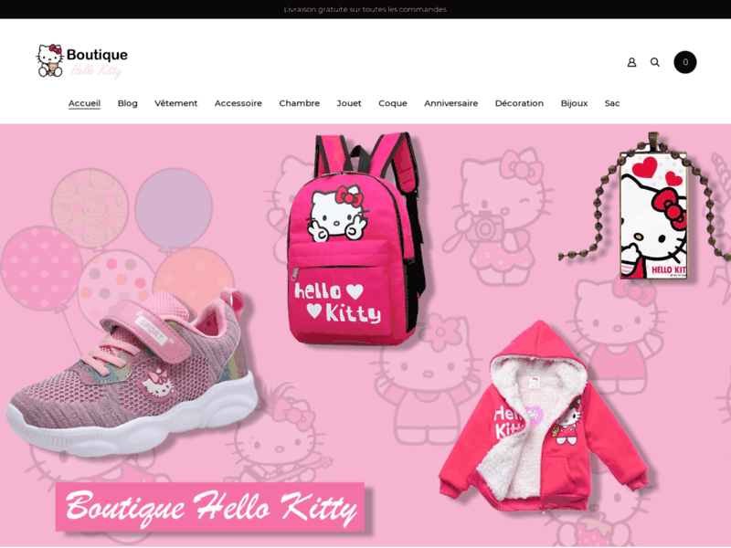 Screenshot du site : Boutique Hellokitty