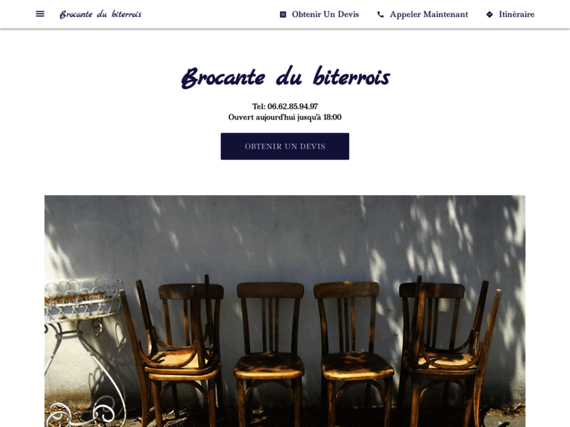 Screenshot du site : Débarras du Biterrois