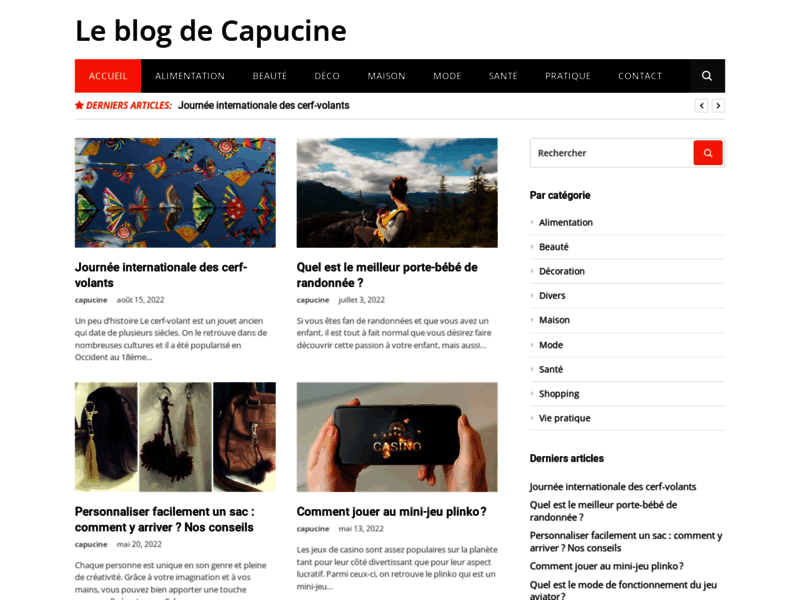 Screenshot du site : Le blog de Capucine Vandebrouck