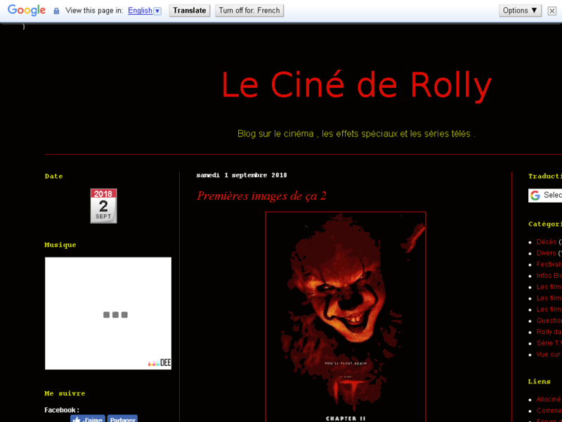 Screenshot du site : Le cine de rolly