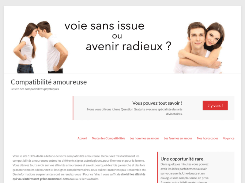 Screenshot du site : Compatibilite-amoureuse.eu