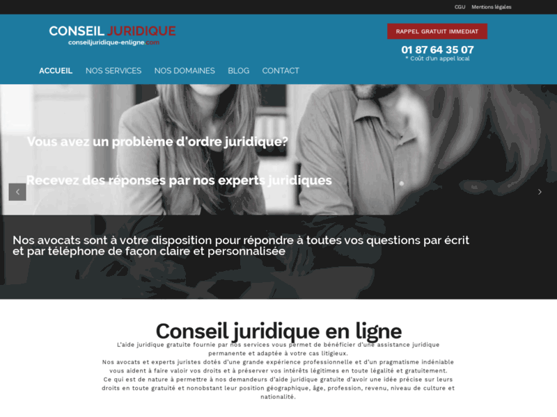 Screenshot du site : conseil juridique gratuit