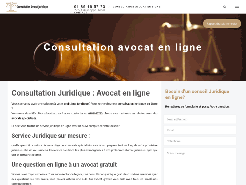 Screenshot du site : consultation juridique