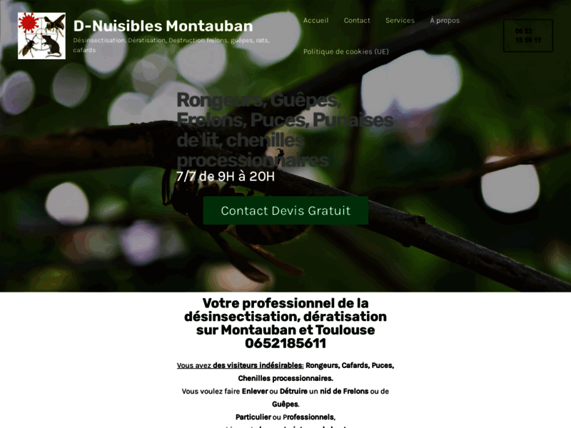 Screenshot du site : D Nuisibles Montauban