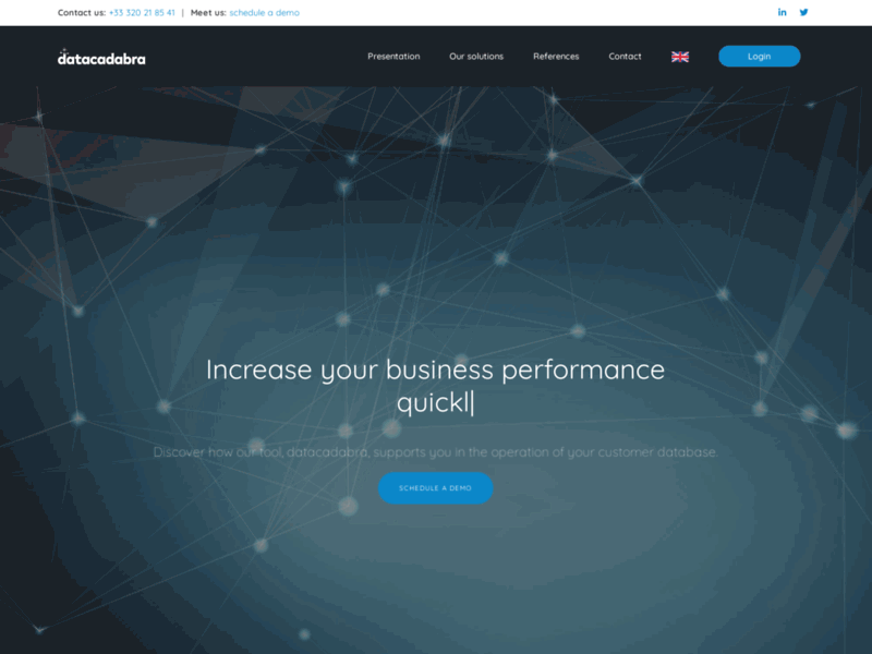Screenshot du site : datacadabra, solution de Data Science en mode SaaS