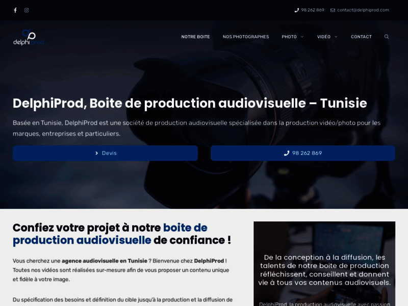 Screenshot du site : agence de production audiovisuelle tunisie
