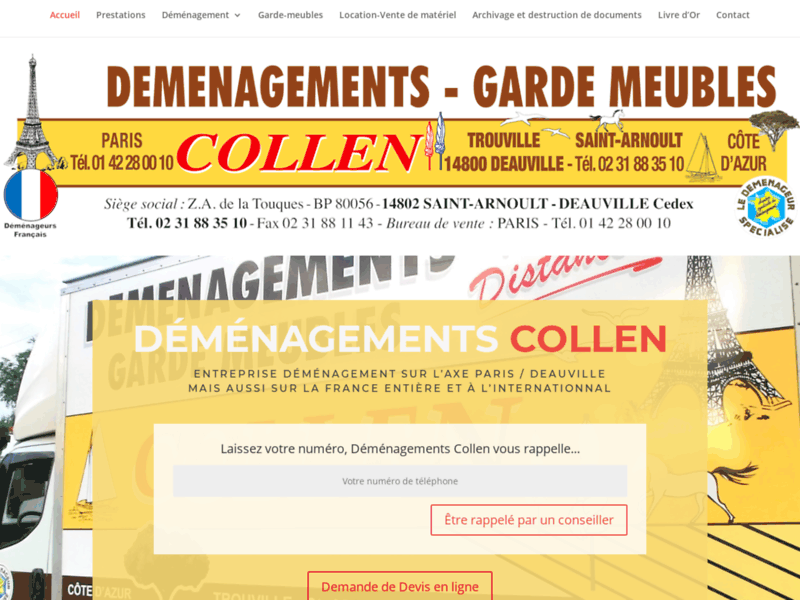 Screenshot du site : Déménagements Collen