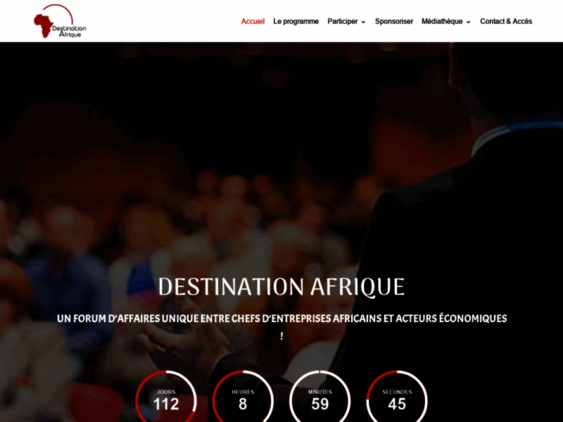 Screenshot du site : Destination Afrique
