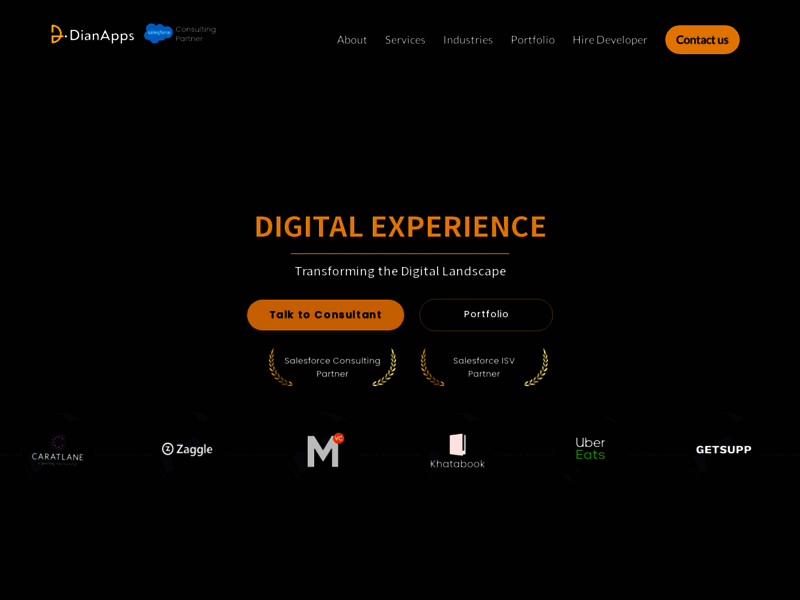 Website's screenshot : DianApps- Transforming the Digital landscape