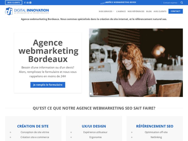 Screenshot du site : Agence webmarketing Bordeaux