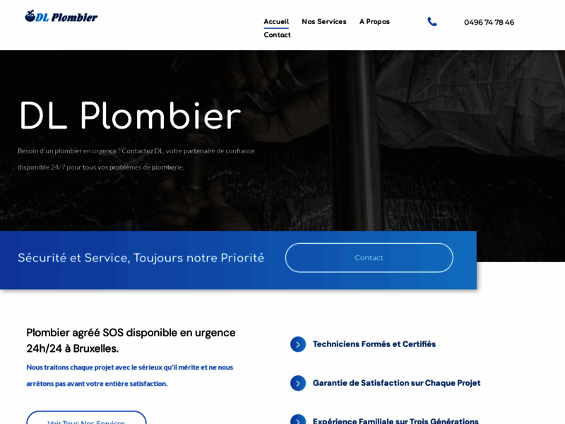 Screenshot du site : DL Plombier