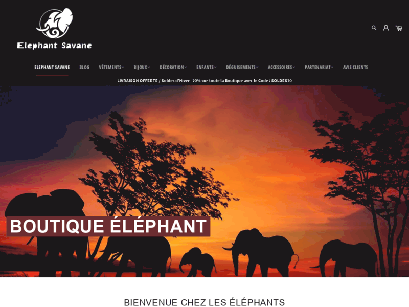 Screenshot du site : Elephant Savane