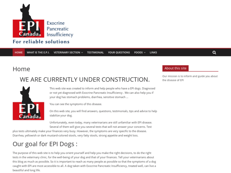 Website's screenshot : EPI Dogs canada
