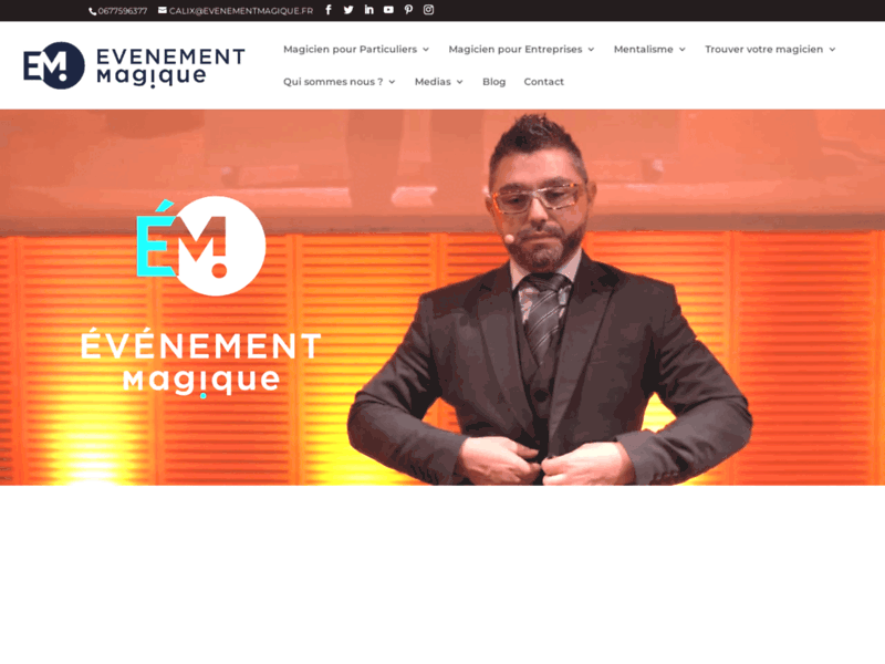 Screenshot du site : Magicien à Lyon - Mentaliste pour entreprise