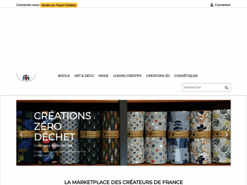 Screenshot du site : Façon Créateur marketplace française du fait-main