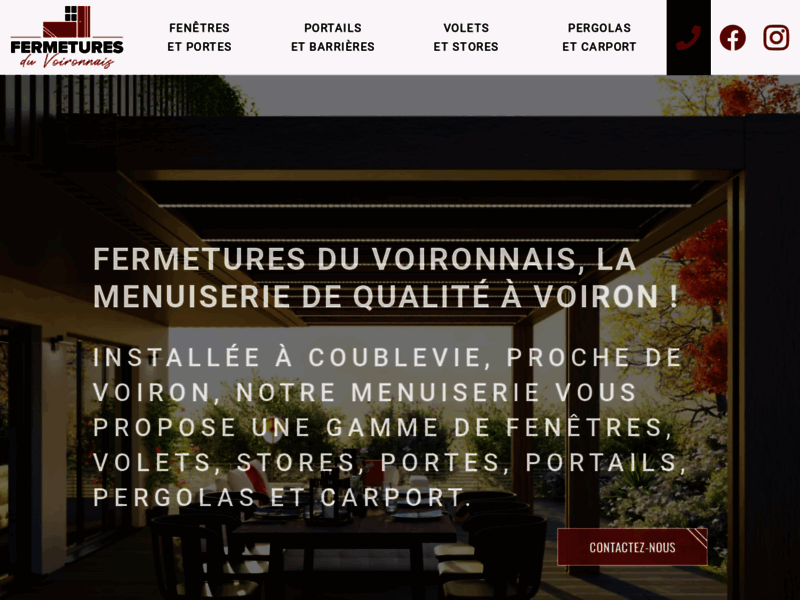 Screenshot du site : Fermetures du Voironnais