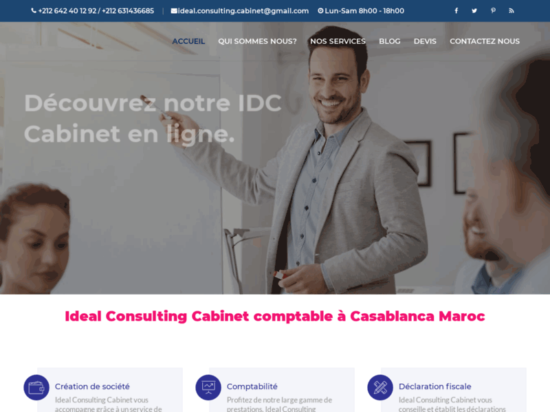 Screenshot du site : IDEAL CONSULTING Cabinet Fiduciaire comptable Casa