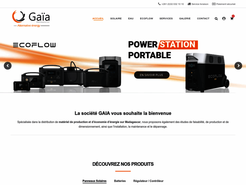 Screenshot du site : GAIA Alternative Energy