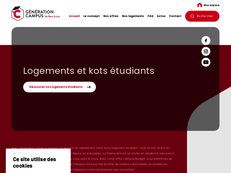 Screenshot du site : Génération Campus