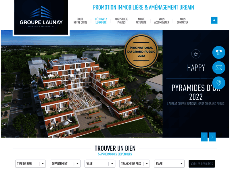 Screenshot du site : Promoteur immobilier - Groupe Launay