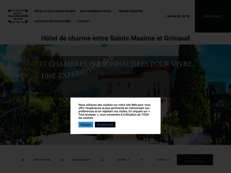 Screenshot du site : hotel villa des anges