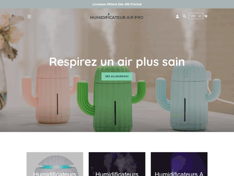 Screenshot du site : Humidificateur Air Pro: Respirez un air plus sain