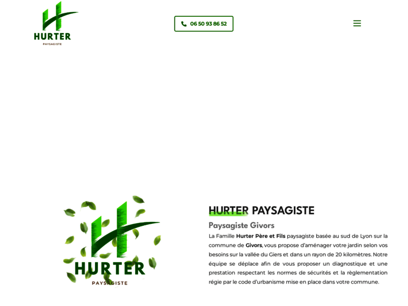 Screenshot du site : Hurter Paysagiste à Givors