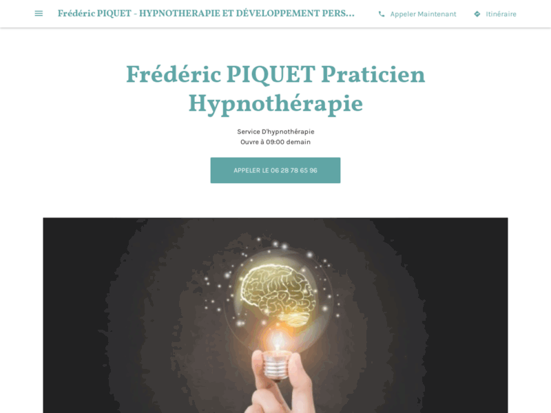 Screenshot du site : Frédéric PIQUET Infirmier Praticien Hypnothérapie